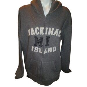 Mack Mackinac Island Mens Hoodie Sweatshirt XXL Embroidered Gray Zipper